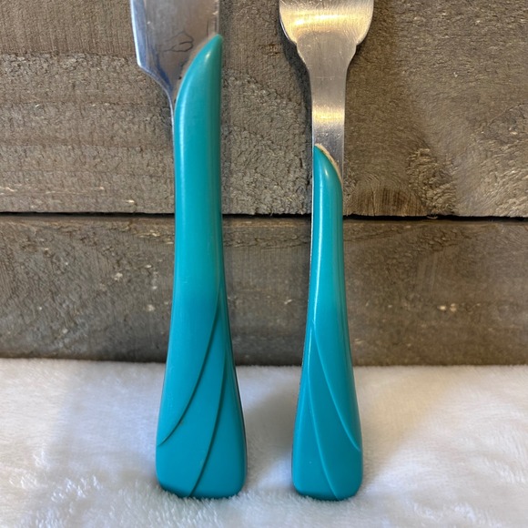 Fiesta Turquoise Swirl 1 Knife and 1 Fork Stainless Steel - Picture 3 of 7